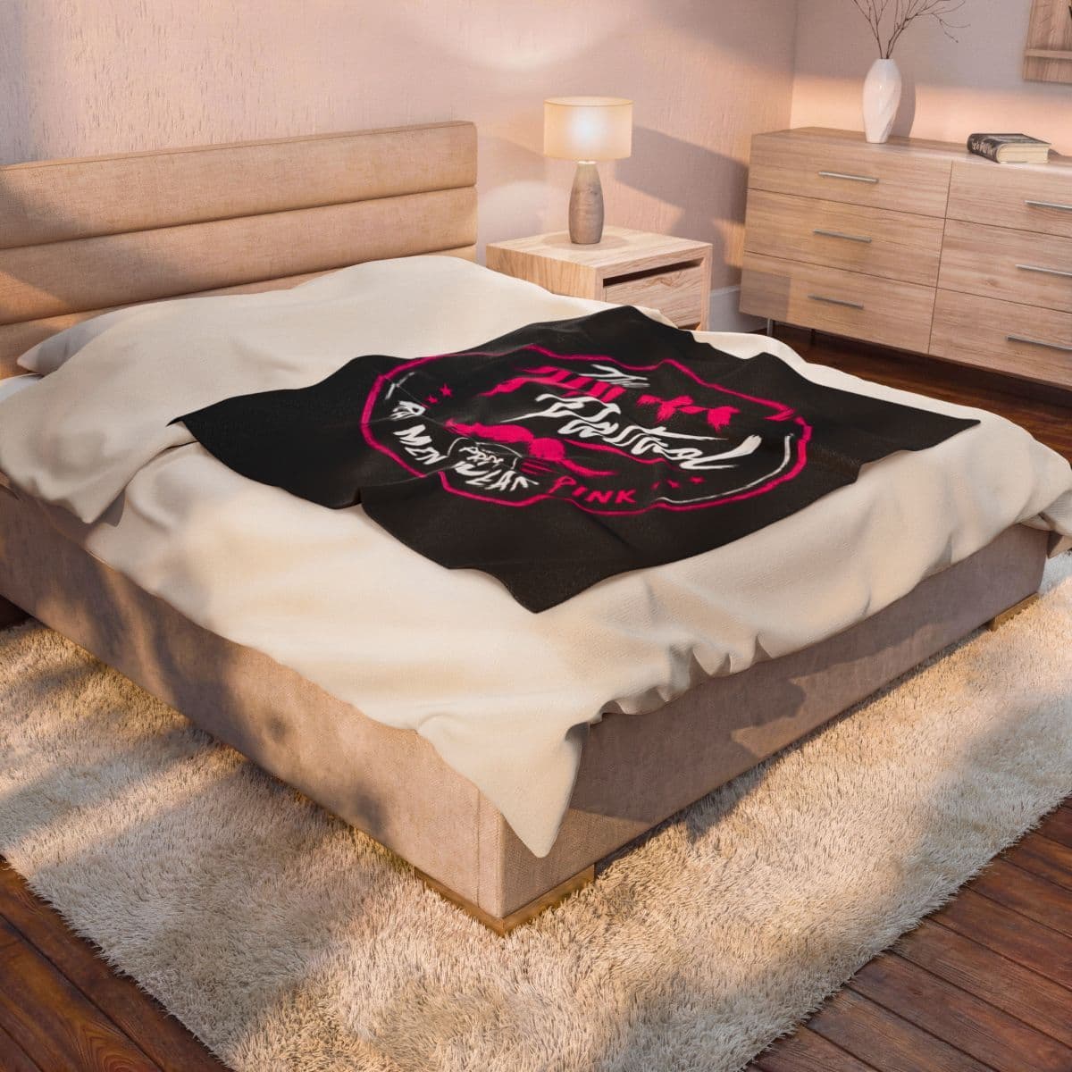 The Pink Patrol Real Men Wear Pink Velveteen Plush Blanket | Limited Edition PINK Patrol MERCH Collection